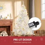 6ft White Christmas Tree Pre Lit PVC with Metal Stand 250 Warm White LED 1000 Tips for Home Decoration - Image 5