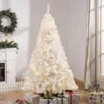 6ft White Christmas Tree Pre Lit PVC with Metal Stand 250 Warm White LED 1000 Tips for Home Decoration - Image 10