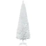 HOMCOM 6 Ft Slim Artificial Christmas Tree with 390 Tips and Plastic Base White
