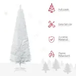 HOMCOM 6 Ft Slim Artificial Christmas Tree with 390 Tips and Plastic Base White - Image 4