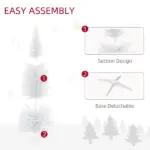 HOMCOM 6 Ft Slim Artificial Christmas Tree with 390 Tips and Plastic Base White - Image 7
