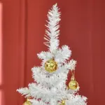 HOMCOM 6 Ft Slim Artificial Christmas Tree with 390 Tips and Plastic Base White - Image 8