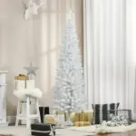 HOMCOM 6 Ft Slim Artificial Christmas Tree with 390 Tips and Plastic Base White - Image 10