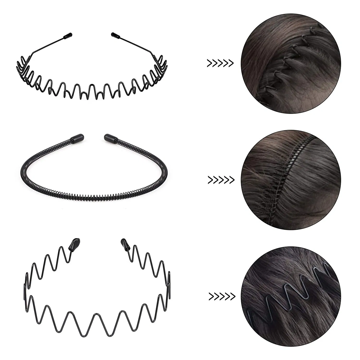 6 Pack Metal Wave Hair Headbands for Men and Women