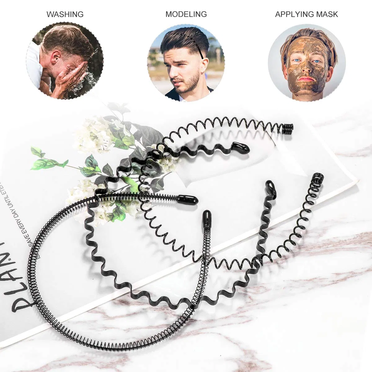 6 Pack Metal Wave Hair Headbands for Men and Women