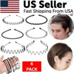 6 Pack Metal Wave Hair Headbands for Men and Women