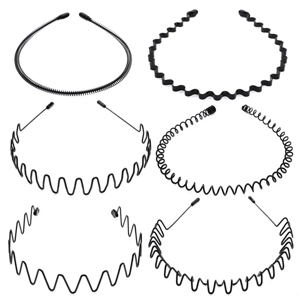 6 Pack Metal Wave Hair Headbands for Men and Women