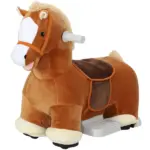 Qaba 6V Battery Powered Ride on Horse with Music, Forward, Foot Pedal, Soft Touch, Washable Cover, for 1.5-5 Years Old