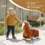 Qaba 6V Battery Powered Ride on Horse with Music, Forward, Foot Pedal, Soft Touch, Washable Cover, for 1.5-5 Years Old - Image 3