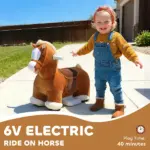Qaba 6V Battery Powered Ride on Horse with Music, Forward, Foot Pedal, Soft Touch, Washable Cover, for 1.5-5 Years Old - Image 4