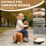 Qaba 6V Battery Powered Ride on Horse with Music, Forward, Foot Pedal, Soft Touch, Washable Cover, for 1.5-5 Years Old - Image 6
