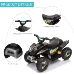 6V Kids ATV Ride-On 4-Wheeler Electric Quad Battery Powered Vehicle with Forward Reverse Switch Black - Image 6