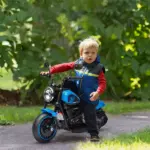 6V Kids Motorcycle Ride-on with Training Wheels Single-Button Start Blue Battery-Operated Vehicle - Image 2