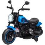 6V Kids Motorcycle Ride-on with Training Wheels Single-Button Start Blue Battery-Operated Vehicle - Image 11