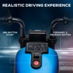6V Kids Motorcycle Ride-on with Training Wheels Single-Button Start Blue Battery-Operated Vehicle - Image 4