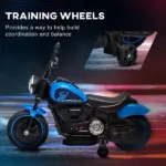 6V Kids Motorcycle Ride-on with Training Wheels Single-Button Start Blue Battery-Operated Vehicle - Image 5