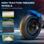 6V Kids Motorcycle Ride-on with Training Wheels Single-Button Start Blue Battery-Operated Vehicle - Image 6