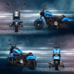 6V Kids Motorcycle Ride-on with Training Wheels Single-Button Start Blue Battery-Operated Vehicle - Image 8