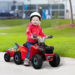 Aosom Kids 6V Ride-On Car with Trailer Red for Ages 18-36 Months - Image 2