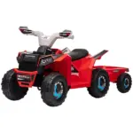 Aosom Kids 6V Ride-On Car with Trailer Red for Ages 18-36 Months - Image 11