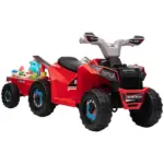 Aosom Kids 6V Ride-On Car with Trailer Red for Ages 18-36 Months