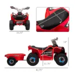 Aosom Kids 6V Ride-On Car with Trailer Red for Ages 18-36 Months - Image 3