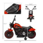 6V Ride-on Motorcycle for Kids with Training Wheels Red Battery-Operated Motorbike Single-Button Start - Image 3