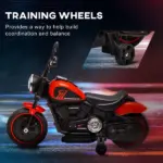 6V Ride-on Motorcycle for Kids with Training Wheels Red Battery-Operated Motorbike Single-Button Start - Image 5