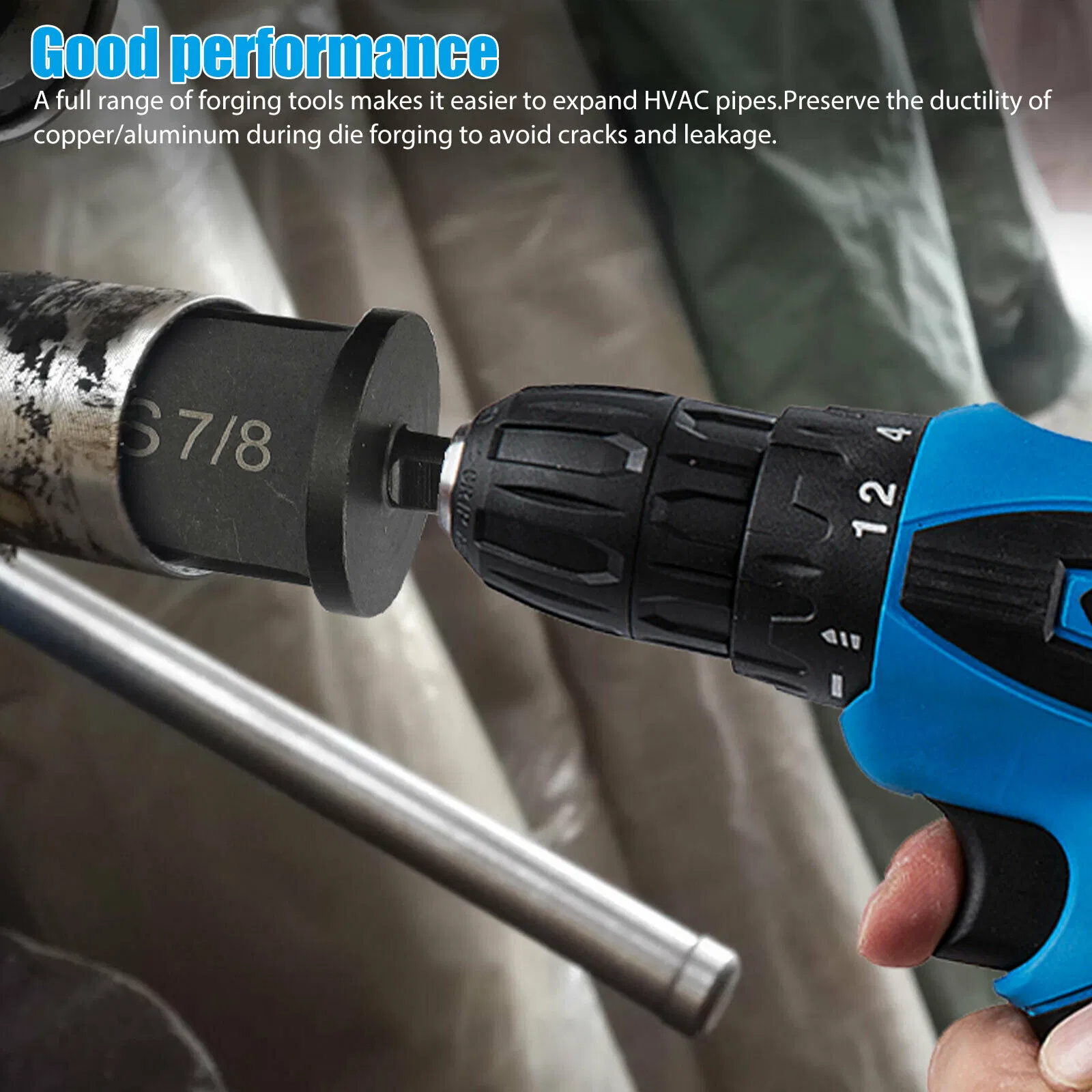 6 Piece HVAC Copper Pipe Swaging Drill Bit Set, 1/4 to 7/8 Inch