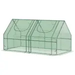 Outsunny 6x3x3 Small Backyard Greenhouse, Portable with 2 PE/PVC Covers and 2 Roll Up Windows, for Outdoor Planter Warm House, Green - Image 12