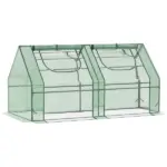 Outsunny 6x3x3 Small Backyard Greenhouse, Portable with 2 PE/PVC Covers and 2 Roll Up Windows, for Outdoor Planter Warm House, Green