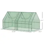 Outsunny 6x3x3 Small Backyard Greenhouse, Portable with 2 PE/PVC Covers and 2 Roll Up Windows, for Outdoor Planter Warm House, Green - Image 3