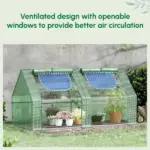 Outsunny 6x3x3 Small Backyard Greenhouse, Portable with 2 PE/PVC Covers and 2 Roll Up Windows, for Outdoor Planter Warm House, Green - Image 4