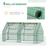 Outsunny 6x3x3 Small Backyard Greenhouse, Portable with 2 PE/PVC Covers and 2 Roll Up Windows, for Outdoor Planter Warm House, Green - Image 6