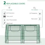 Outsunny 6x3x3 Small Backyard Greenhouse, Portable with 2 PE/PVC Covers and 2 Roll Up Windows, for Outdoor Planter Warm House, Green - Image 7