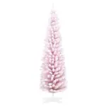 HOMCOM 7' Decorated Christmas Tree Snow Flocked Artificial Christmas Tree with Pencil Shape, Realistic Branches, Pink - Image 11