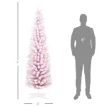 HOMCOM 7' Decorated Christmas Tree Snow Flocked Artificial Christmas Tree with Pencil Shape, Realistic Branches, Pink - Image 3