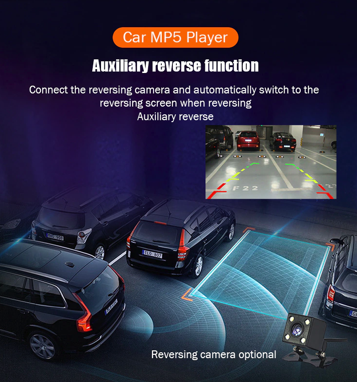7 Inch Double DIN Bluetooth Car MP5 Player Touchscreen Stereo with Backup Camera
