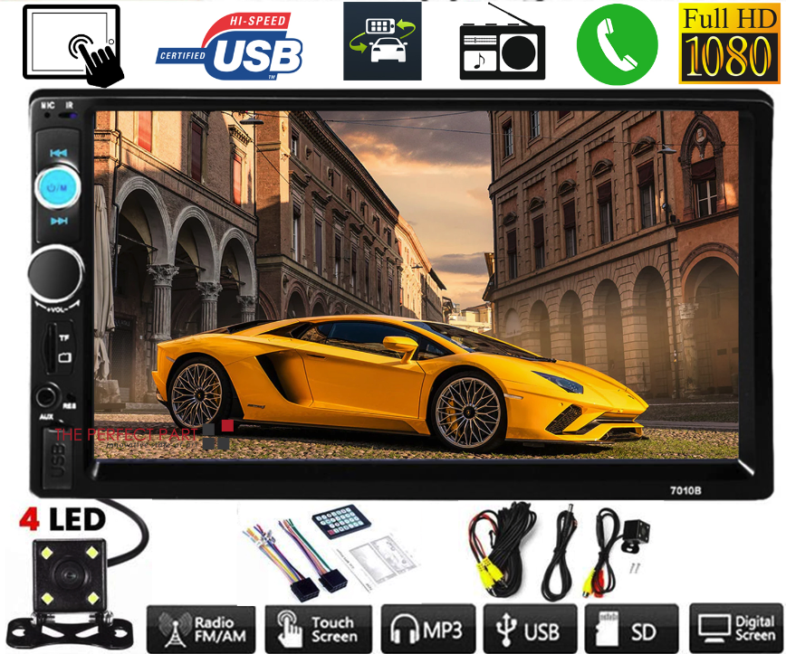 7 Inch Double DIN Bluetooth Car MP5 Player Touchscreen Stereo with Backup Camera