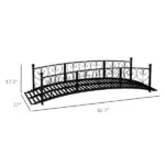 7' Metal Arch Garden Bridge Arc Footbridge with Side Railings Decorative Scrollwork, Black - Image 3