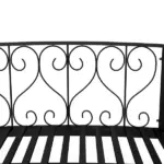 7' Metal Arch Garden Bridge Arc Footbridge with Side Railings Decorative Scrollwork, Black - Image 7