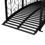 7' Metal Arch Garden Bridge Arc Footbridge with Side Railings Decorative Scrollwork, Black - Image 8