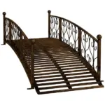 7' Metal Arch Garden Bridge Arc Footbridge with Side Railings Decorative Scrollwork, Bronze - Image 11