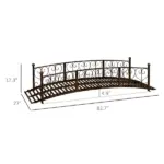 7' Metal Arch Garden Bridge Arc Footbridge with Side Railings Decorative Scrollwork, Bronze - Image 3