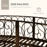 7' Metal Arch Garden Bridge Arc Footbridge with Side Railings Decorative Scrollwork, Bronze - Image 4