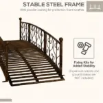 7' Metal Arch Garden Bridge Arc Footbridge with Side Railings Decorative Scrollwork, Bronze - Image 6