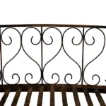 7' Metal Arch Garden Bridge Arc Footbridge with Side Railings Decorative Scrollwork, Bronze - Image 8