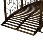7' Metal Arch Garden Bridge Arc Footbridge with Side Railings Decorative Scrollwork, Bronze - Image 9