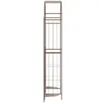 7' Metal Garden Arbor, Garden Arch with Gate, Fleur De Lis Motif, Latching Doors, Planter Shelves for Climbing Vines, Ceremony, Weddings, Party, Garden, Backyard, Lawn, Brown - Image 9