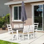 Outsunny 7 Piece Patio Dining Set with Umbrella Hole, Aluminum Outdoor Furniture Set with 6 Chairs and Cushions for Garden, Backyard, or Poolside - Image 2